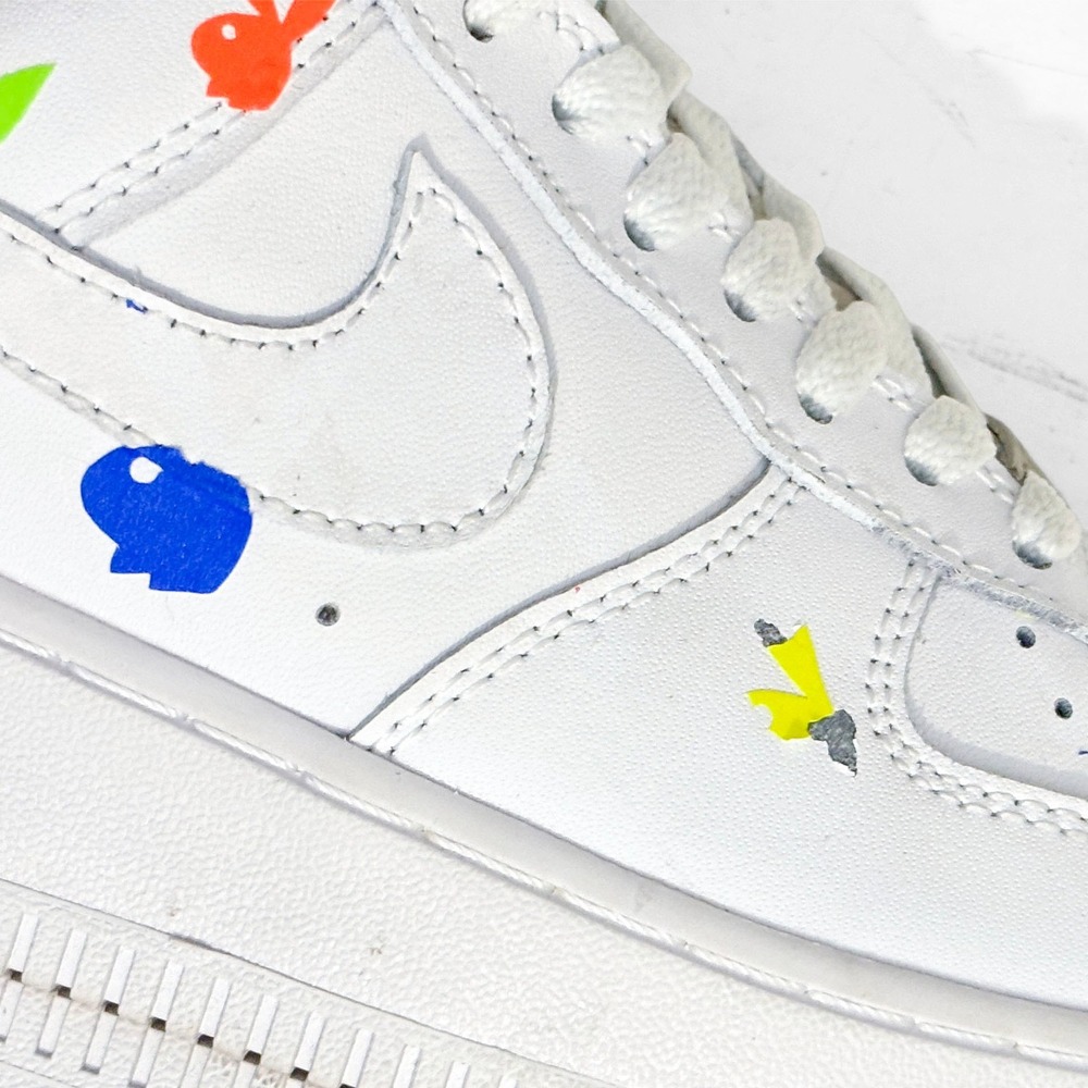 Nike Air Force 1 Custom Rainbow PLAYBOY Low White‎ M 7/W 8.5 - Picture 9 of 11